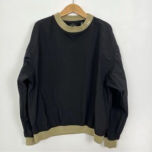 Greg Norman Black and Tan Crewneck Pullover Golf Windbreaker Relaxed Fit Size XL